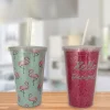 ADRIEN LEWIS - 16 Oz Double Wall W/ Straw Flamingo Summer