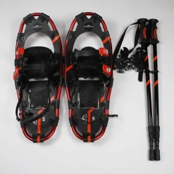 Adult Snowshoes (Red 8 x 21 in) & Trekking Pole In a Bag