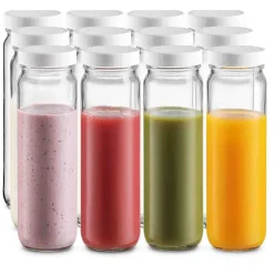 A La Cuisine Glass Bottles Set/12 with Lids and Straws