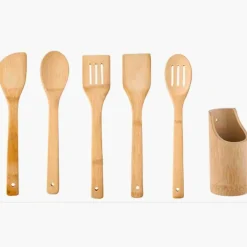 A La Cuisine - 6 Pcs Bamboo Utensil with Holder Sets