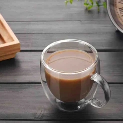 A La Cuisine - 2pcs Double Walled Glass Cup With Handle