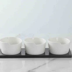 A La Cuisine - 4pcs 4" Snack Bowl With Black Mdf Base