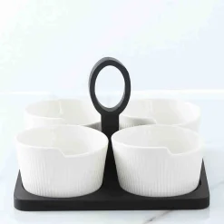 A La Cuisine - 5pcs 4" Snack Bowl With Black Mdf Base