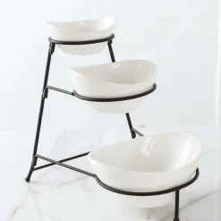 A La Cuisine - 3-tier Ceramic Bowls With Metal Rack