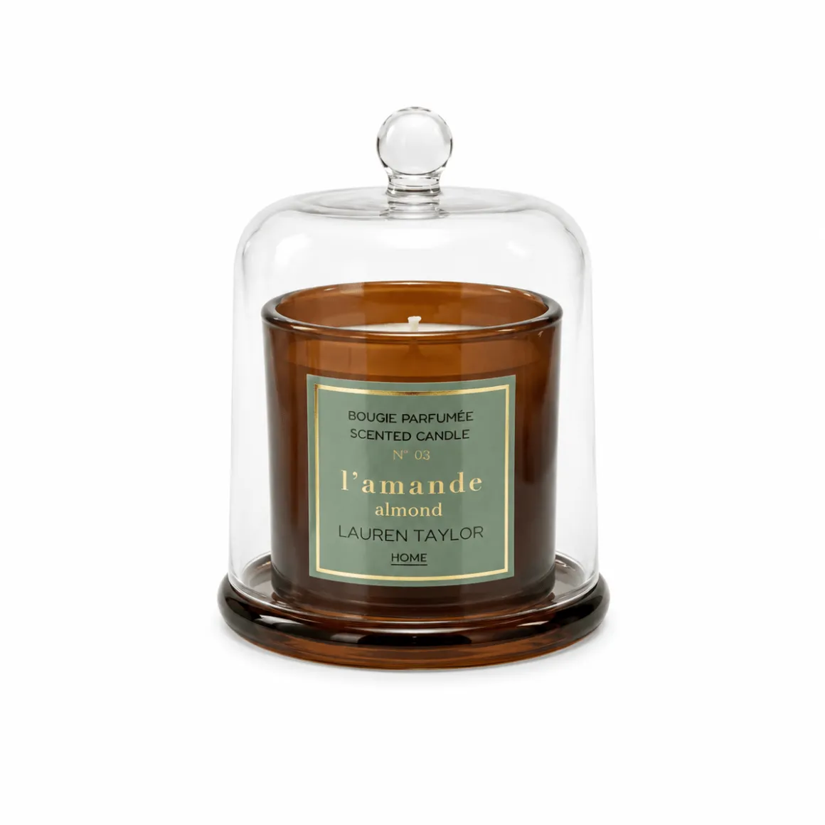 Almond Scented Candle with Glass Cloche
