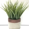 Artificial Green Plant in Cement Pot | Wood Look 12 x 24 cm
