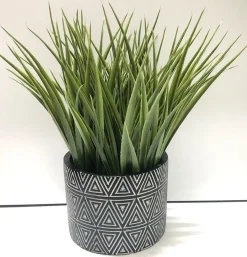 Artificial Greens Potted Plant | Diamond Pattern 13 x 25 cm
