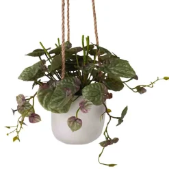 Artificial Hanging Plant White Ceramic Pot