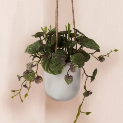 Artificial Hanging Plant White Ceramic Pot