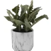 Artificial Lamb's Ear in White Marble Ceramic Pot