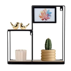 Asymmetrical Metal Wall Shelf with MDF Shelves