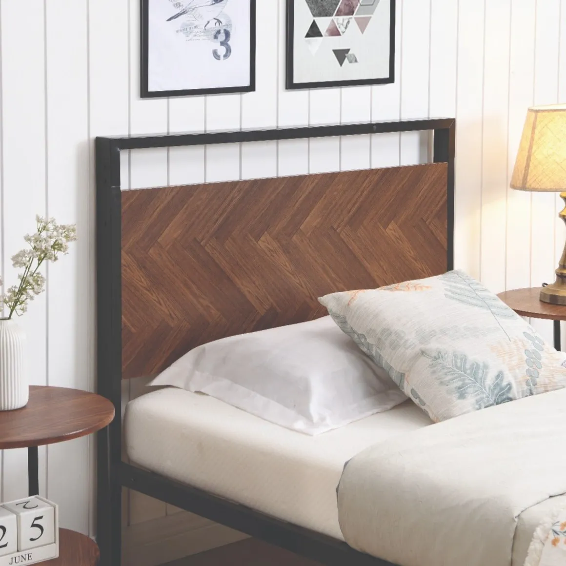 Atelier Du Nord- Mosaic Metal Wood Bed Frame