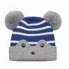 Baby Striped Knit Beanie with Ears and Pom-Poms