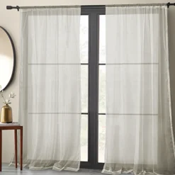 Basic Elegance - 2pk Sheer Pole Top Panel-Ivory-54 x 84"