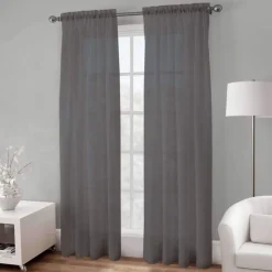 Basic Elegance - Rod Pocket Semi-Sheer Voile Panel-138 x 244 cm / Dark Grey