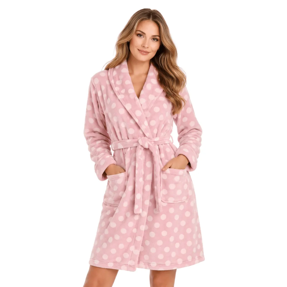 Bathrobe Fleece 40in Length Printed & Solid Asst