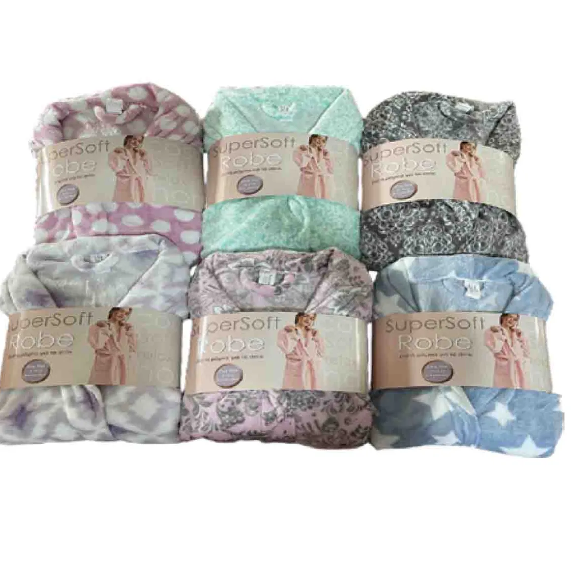 Bathrobe Fleece 40in Length Printed & Solid Asst