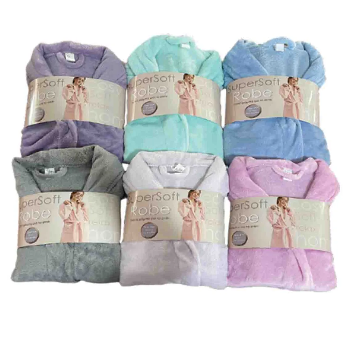 Bathrobe Fleece 40in Length Printed & Solid Asst