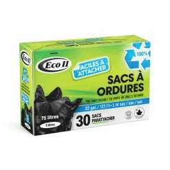 Black Garbage Bags 30 Pack – Durable Easy-Tie Trash Bags (26 x 36 in)