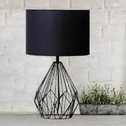 Black Modern Metal Wire Lamp with Shade