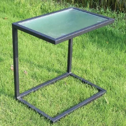 Black Side Table With 5mm Glass Top