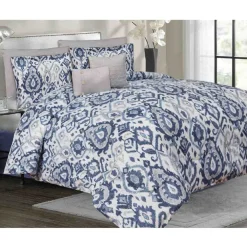 Blue Arabesque Microfiber Comforter Set