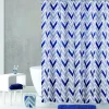 Blue Geometric - Bath Curtain and Mat Set with Accessories