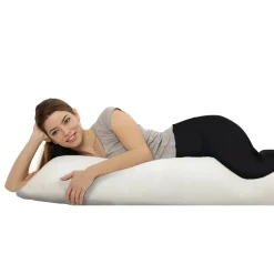 Body Pillow with Shredded Memory Foam Fill and Velvet Knit Cover | 45 x 14 + 8'' White