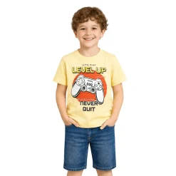 Boys’ Graphic Cotton T-Shirt – Gaming & Adventure Print
