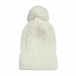 Cable-Knit Pom-Pom Beanie