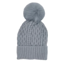 Cable-Knit Pom-Pom Beanie