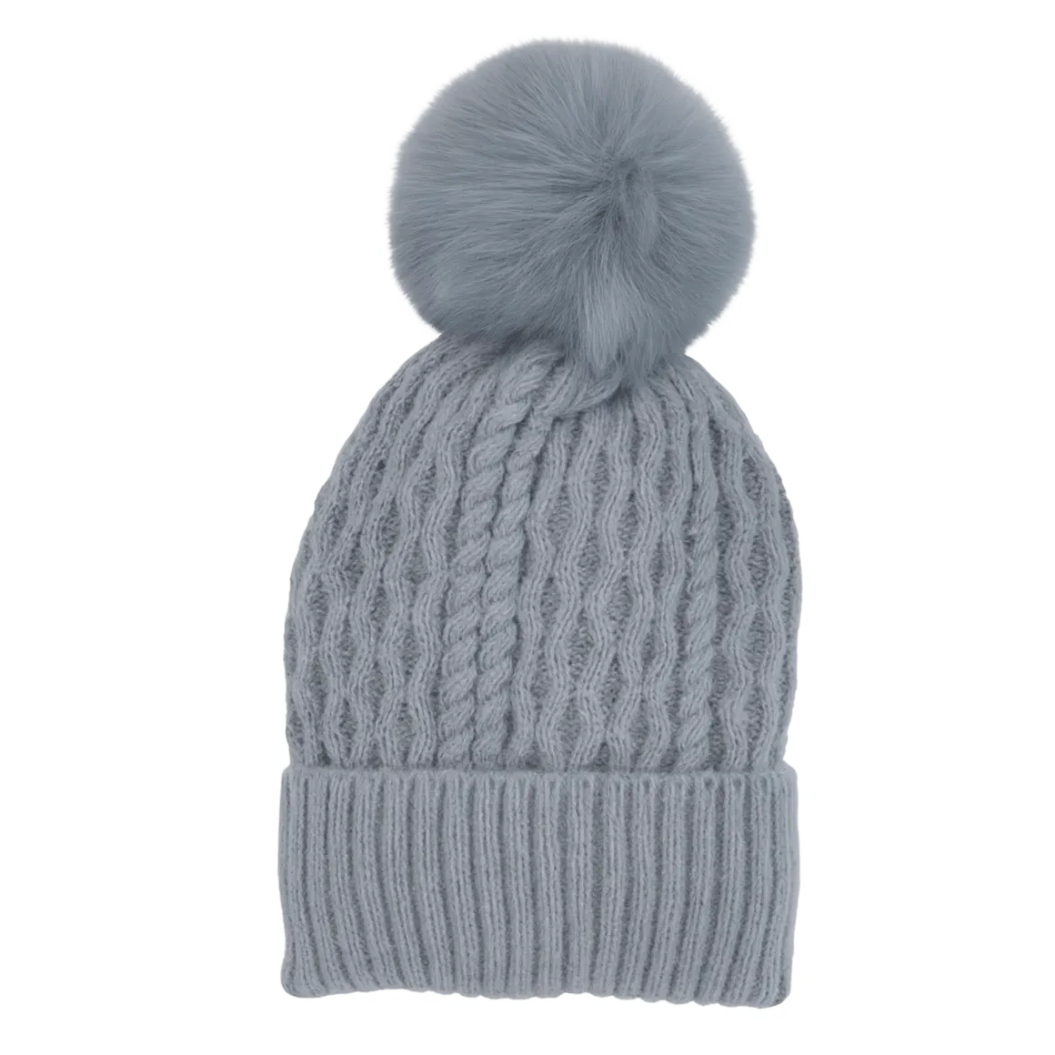 Cable-Knit Pom-Pom Beanie