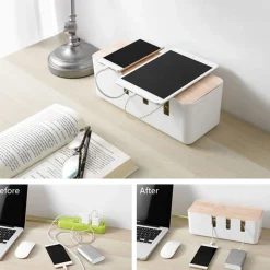 Cable Organizer with Bamboo Lid