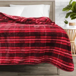 Calder Red Plaid Mink Blanket 78x94