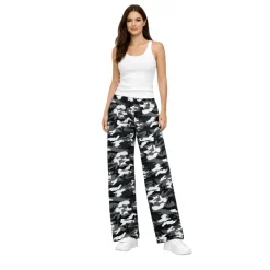 Camo Peach Skin Drawstring Wide-Leg Pants