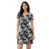 Camo Print Fitted Dress with Keyhole Neckline