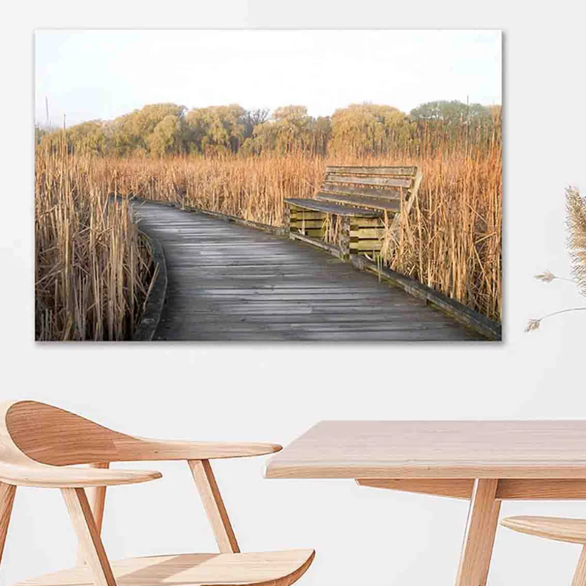 Canvas Forest Path With bench