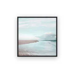 Canvas Framed Cloudy Beach
