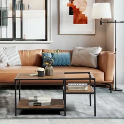 Capsicum | Coffee Table with black metal frame and MDF wood