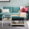 Capsicum Coffee Table With White Metal Frame And Oak Mdf Top