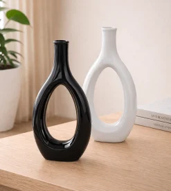 Ceramic Cut-Out Bud Vase – 6 in (White or Black)