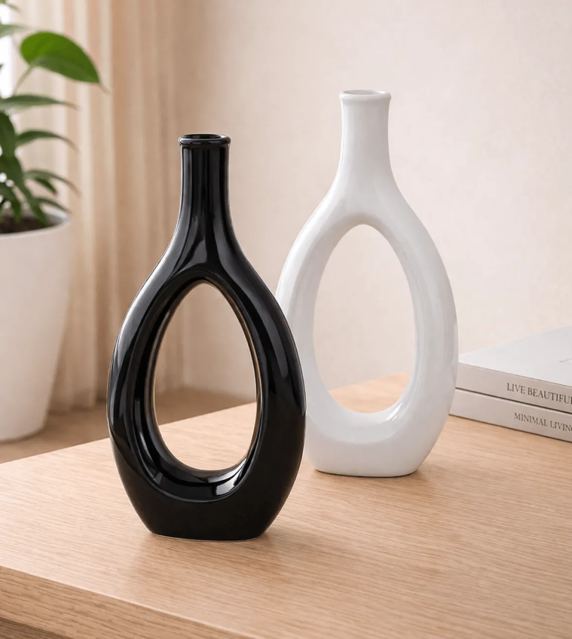 Ceramic Cut-Out Bud Vase – 6 in (White or Black)