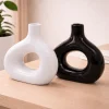 Ceramic Torus Vase Set – 8 in (White & Black)
