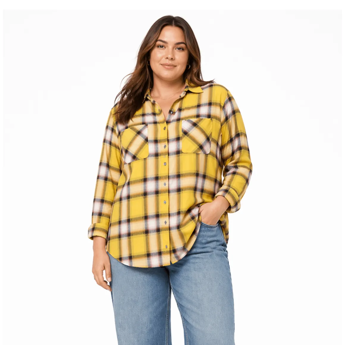 Checked Button-Front Shirt