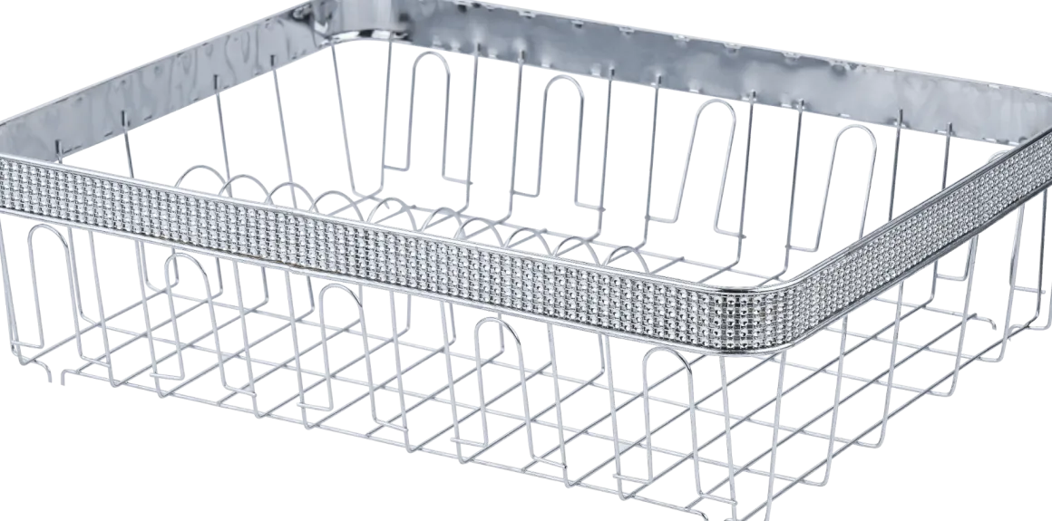 Chrome Dish Rack With Fake Diamond Decoration