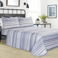 Coastal - Stripe Sheet In Microfiber
