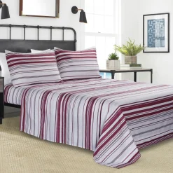 Coastal - Stripe Sheet In Microfiber