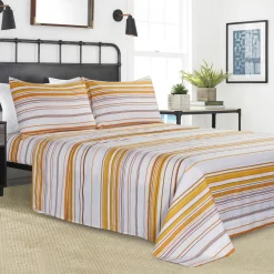 Coastal - Stripe Sheet In Microfiber