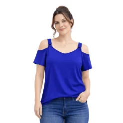 Cold Shoulder Blouse with Adjustable Straps
