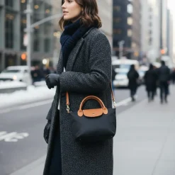 Compact Crossbody Bag with Contrast Flap